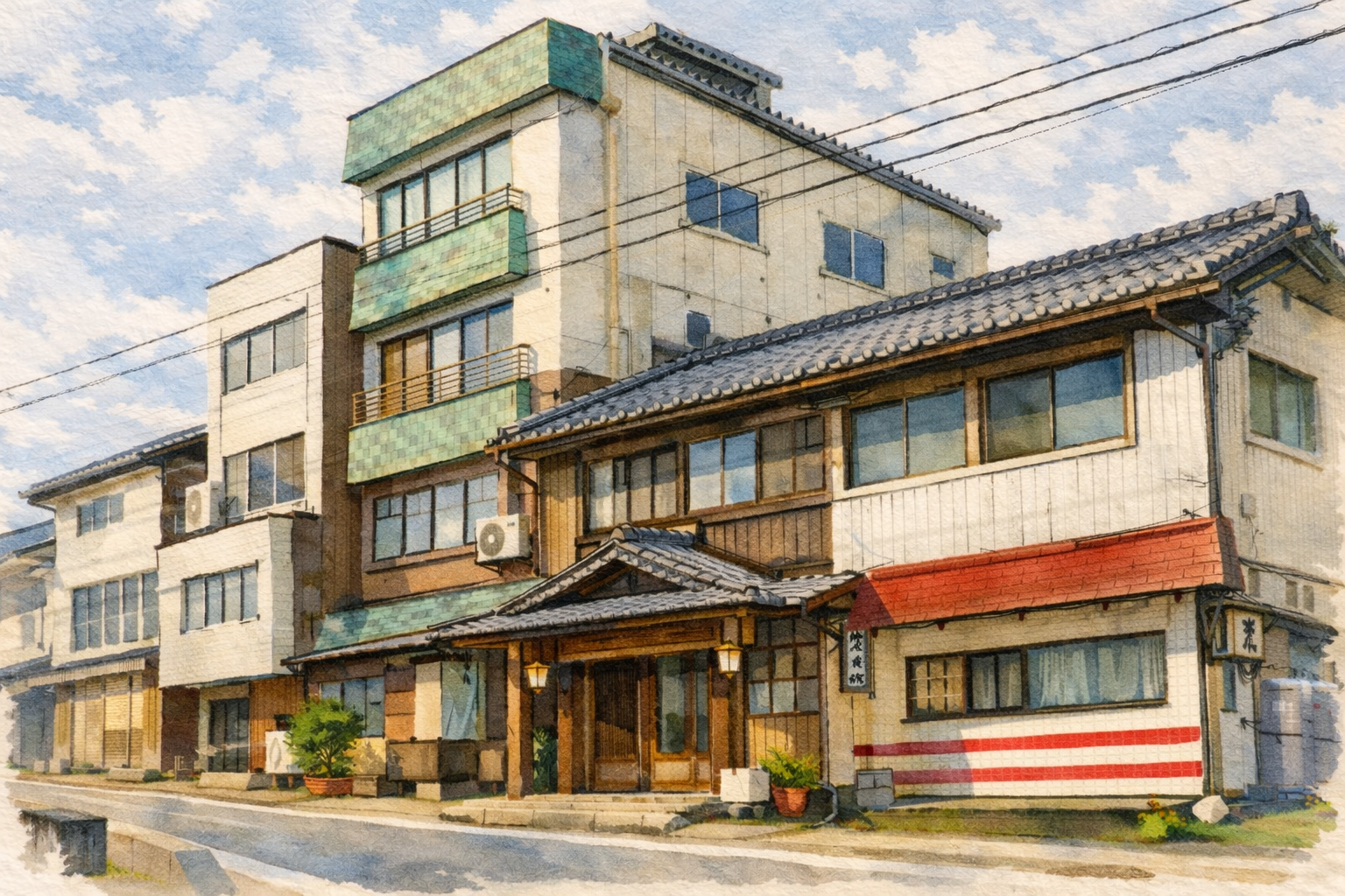 富山市八尾町の旅館建物（越中八尾駅前）の外観イメージ