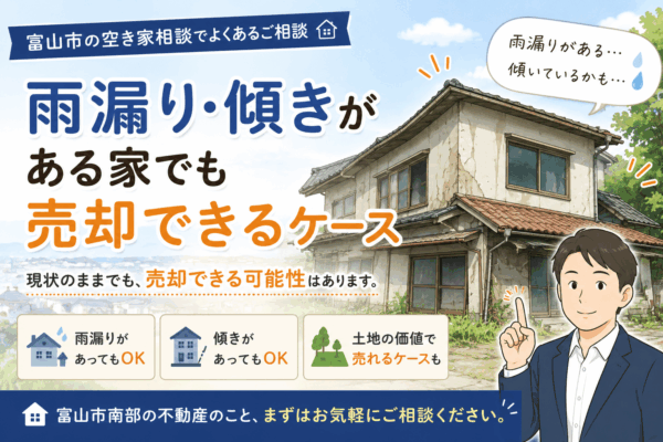 雨漏り・傾きがある家でも売却できるケース ― 富山市の空き家相談でよくあるご相談 ―